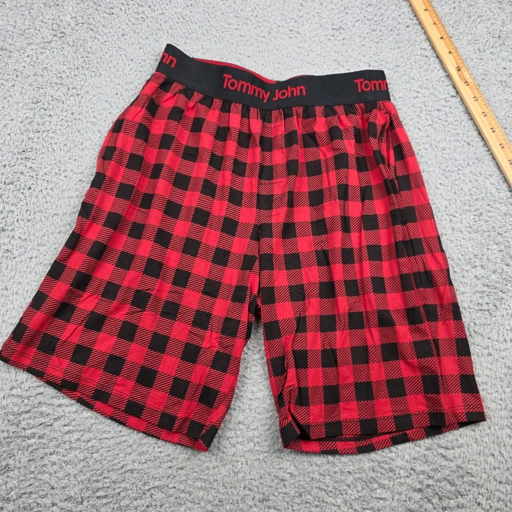 Tommy John Mens Sleep Short Red Black Buffalo Plaid Checkered Modal Size S NWT